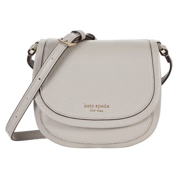 #58 NWT - Kate Spade Roulette Pebbled Leather Small Saddle Bag - Taupe